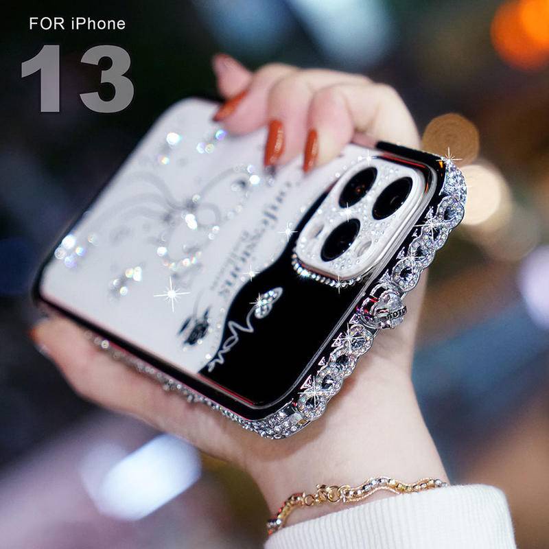 Casing iPhone 13 12 11 Pro MAX X XS MAX XR Bahan metal Aksen Cermin