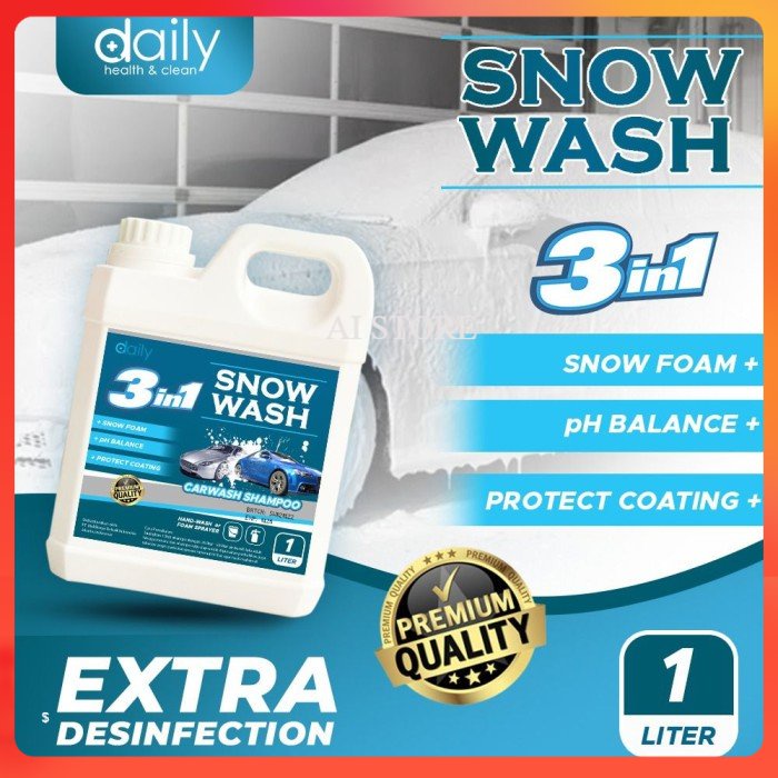 Daily Car Wash Sabun Shampoo Mobil Motor 1 liter Shampoo Snow Wash Premium