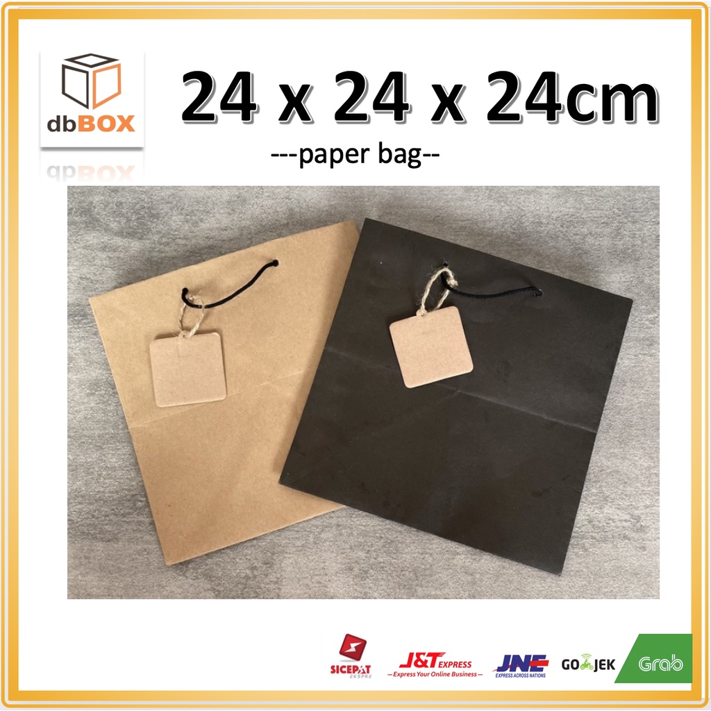 

(SIZE MM) PAPER BAG + PAPER TAG, (24x24x24 cm) kantong kertas gift box kado