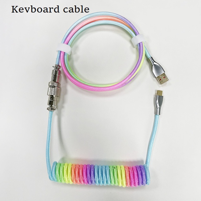 Btsg Keyboard Mekanik Warna-Warni USB Tipe C Kabel Lilit Kabel Pegas Dua Lengan