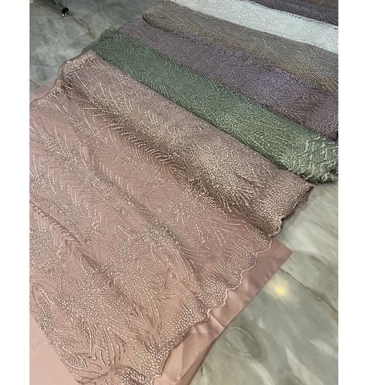 Modern.. Bahan Kain Kebaya Brukat Brokat Tile Bordir Premium Elisaab New Series Warna Hijau Sage Gre