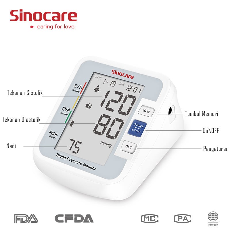 TensiMeter Digital Lengan Portable Sinocare Alat Ukur Tekanan Darah