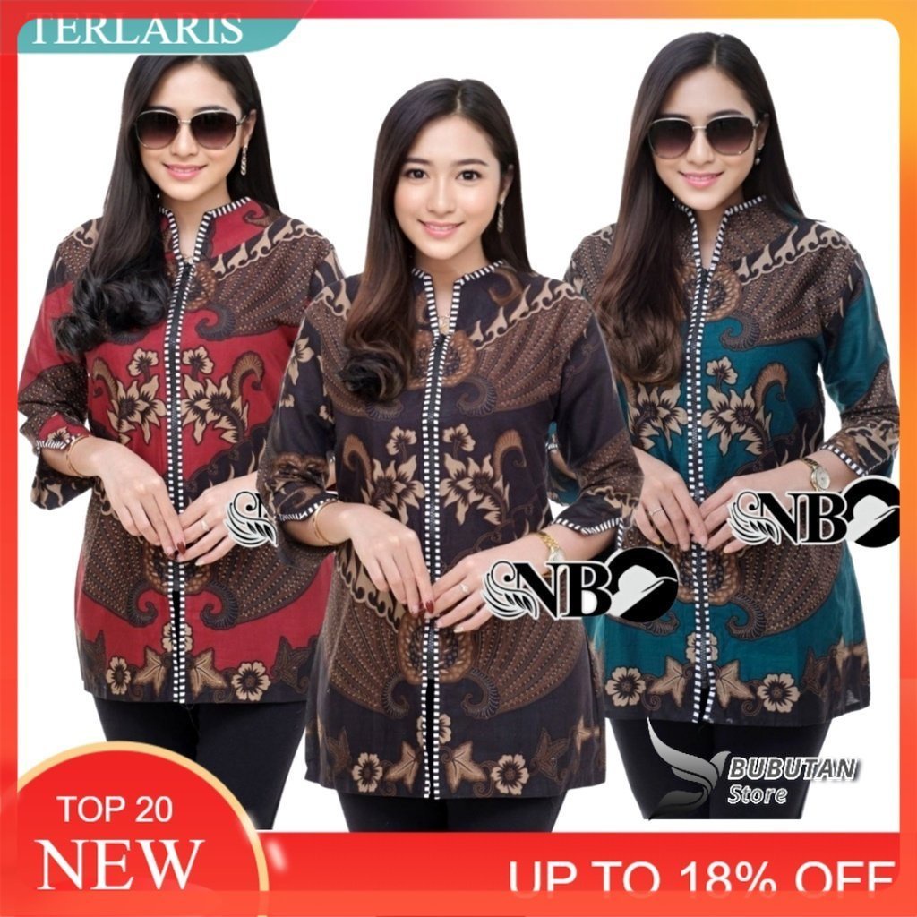 Kenongo BATIK Atasan - BATIK Wanita RISNA HRB026 Blus Batik Exsclusive di kelasnya