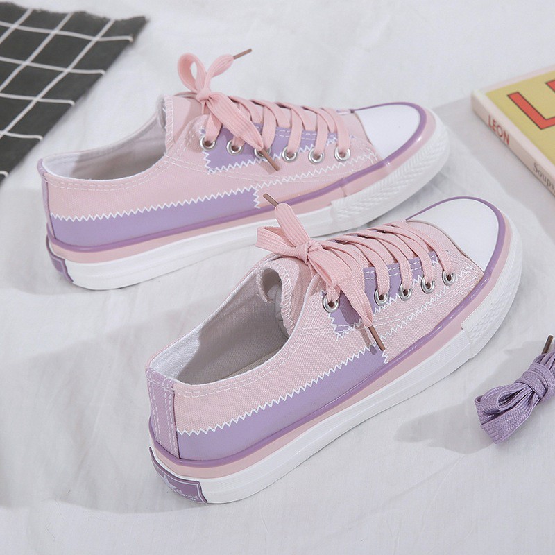 SSPP sepatu wanita casual pink pastel import converse skater sneakers