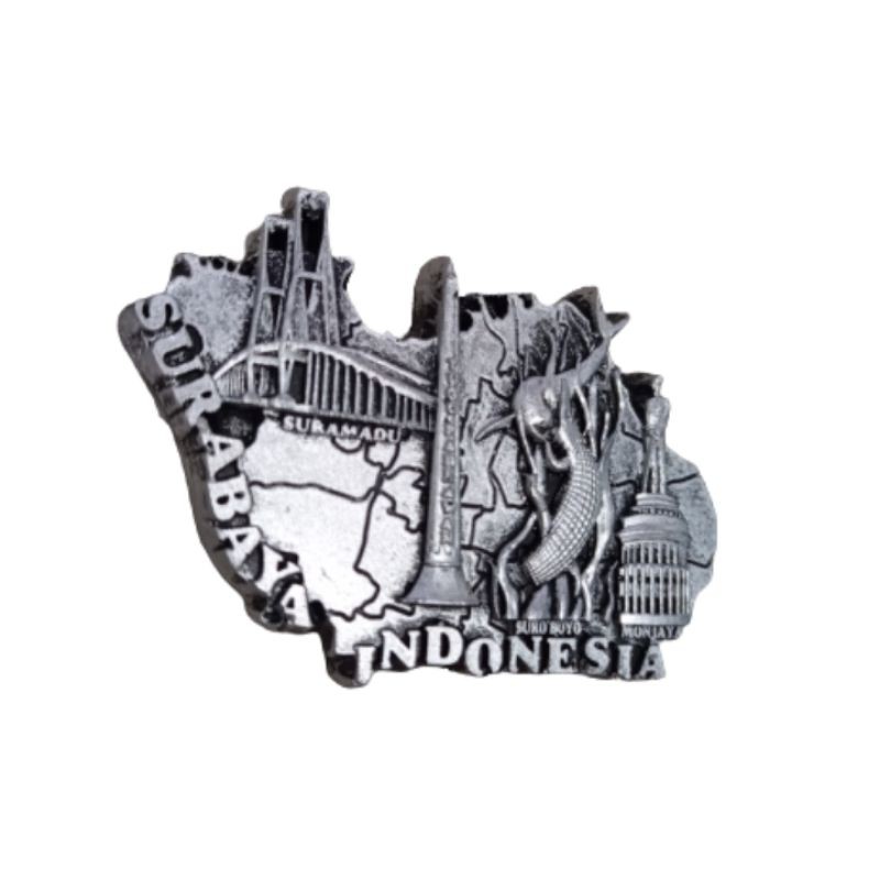 (BISA COD) MAGNET KULKAS SURABAYA INDONESIA BAHAN FIBERGLASS UKURAN 10x5 cm - SOUVENIR MURAH