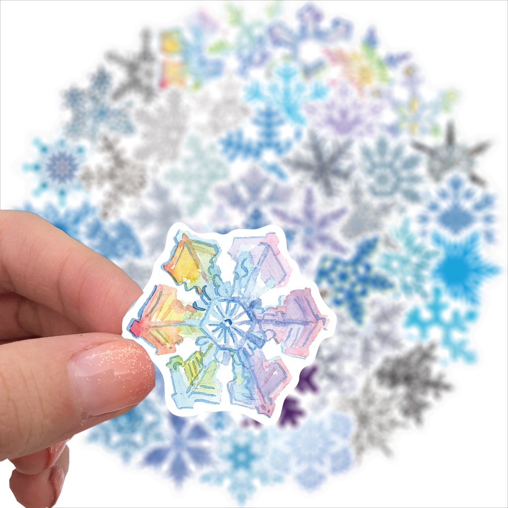 50pcs Stiker Desain Snowflake Untuk Dekorasi Natal