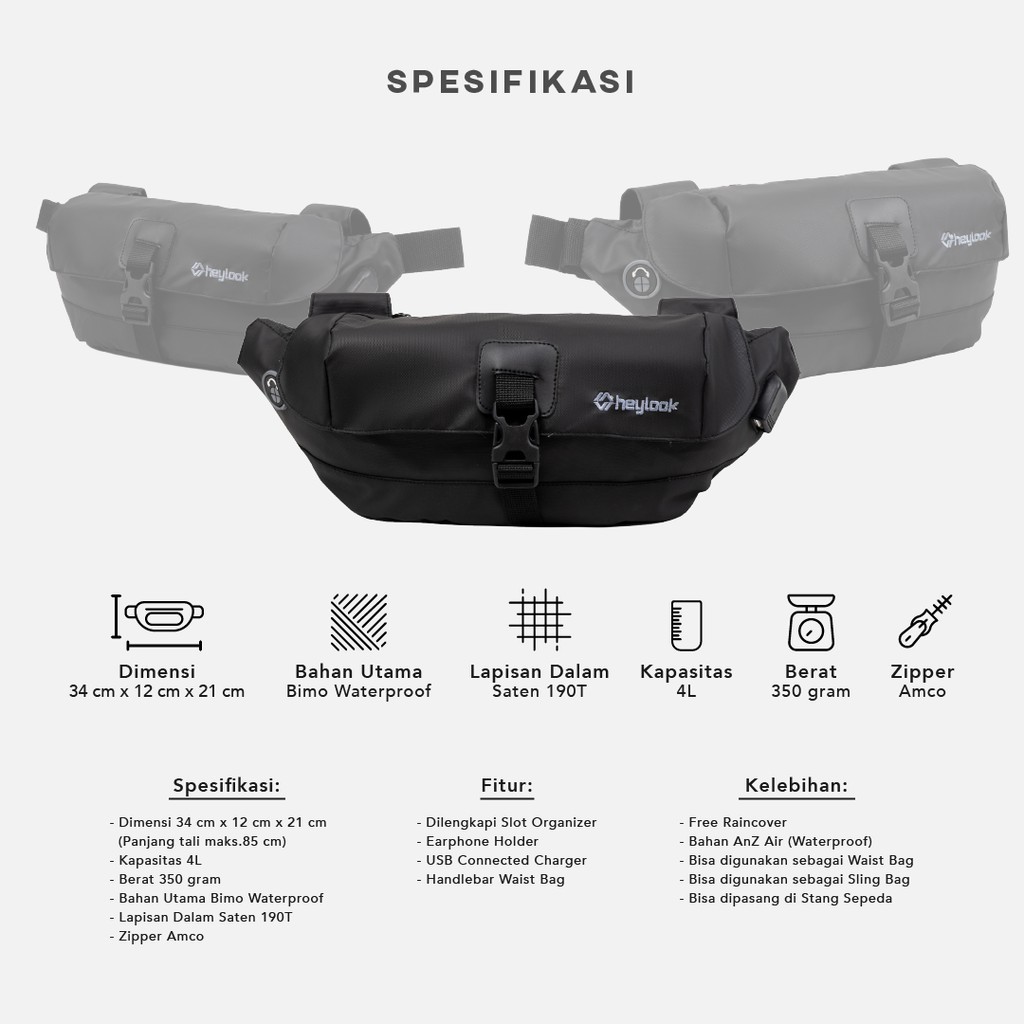 Tas Selempang Pria Waist Bag Sepeda Rhein Waterproof Waistbag Gowes MTB Tas Slempang Anti Air