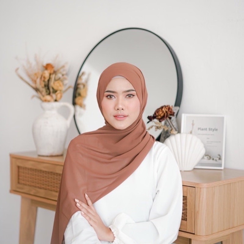 Pashmina Ceruty Babydoll Polos Walnut Pashmina Walnut Pashmina Ceruty Walnut | WALNUT