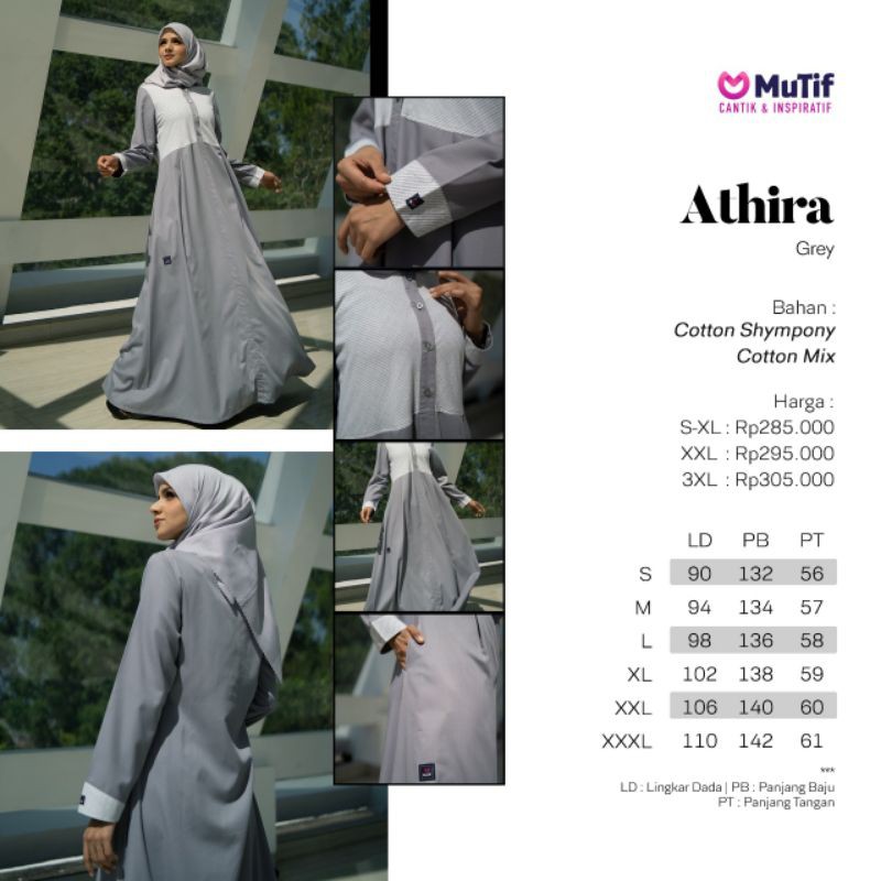GAMIS ATHIRA GREY TERBARU BY MUTIF