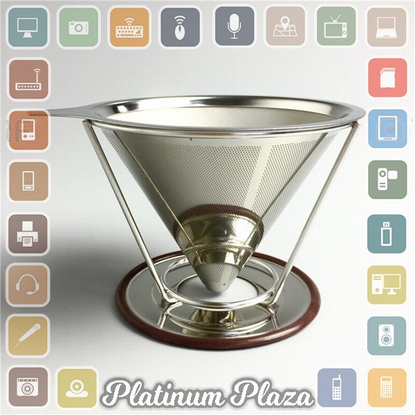 Ueinsang Filter Penyaring Kopi V60 Cone Coffee Dripper Filter Double Layer Large - F`2L9YF4-- Silver