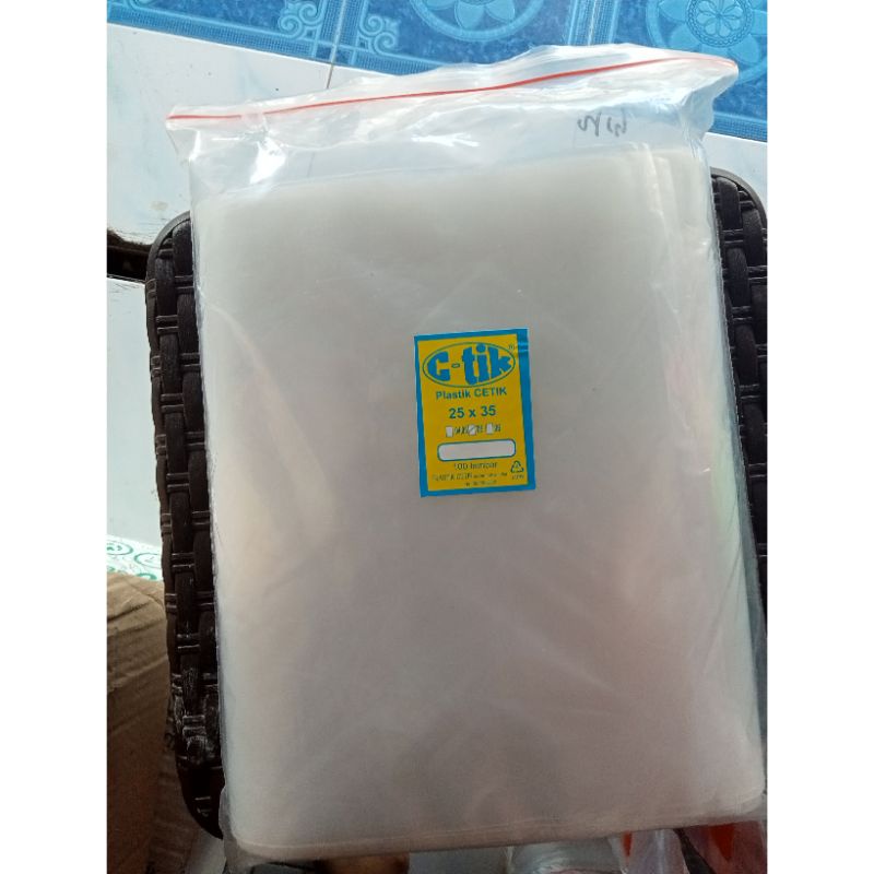 Plastik Klip PE 25x35 Ctik Bening Tebal / Plastik Packing Kaos Baju Sepatu / Zipper Ziplock 25x35