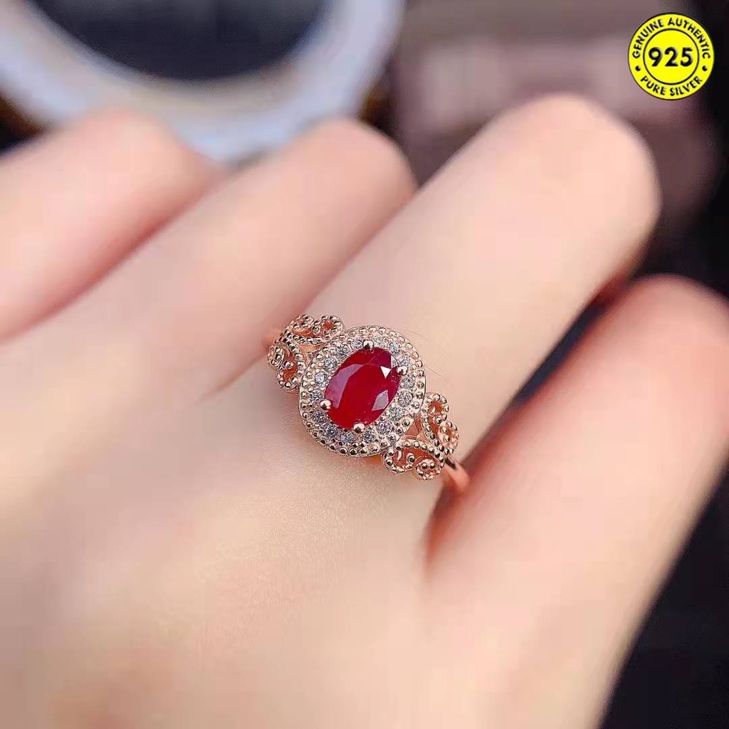 Cincin Model Terbuka Desain Merpati Ruby Warna Rose Gold