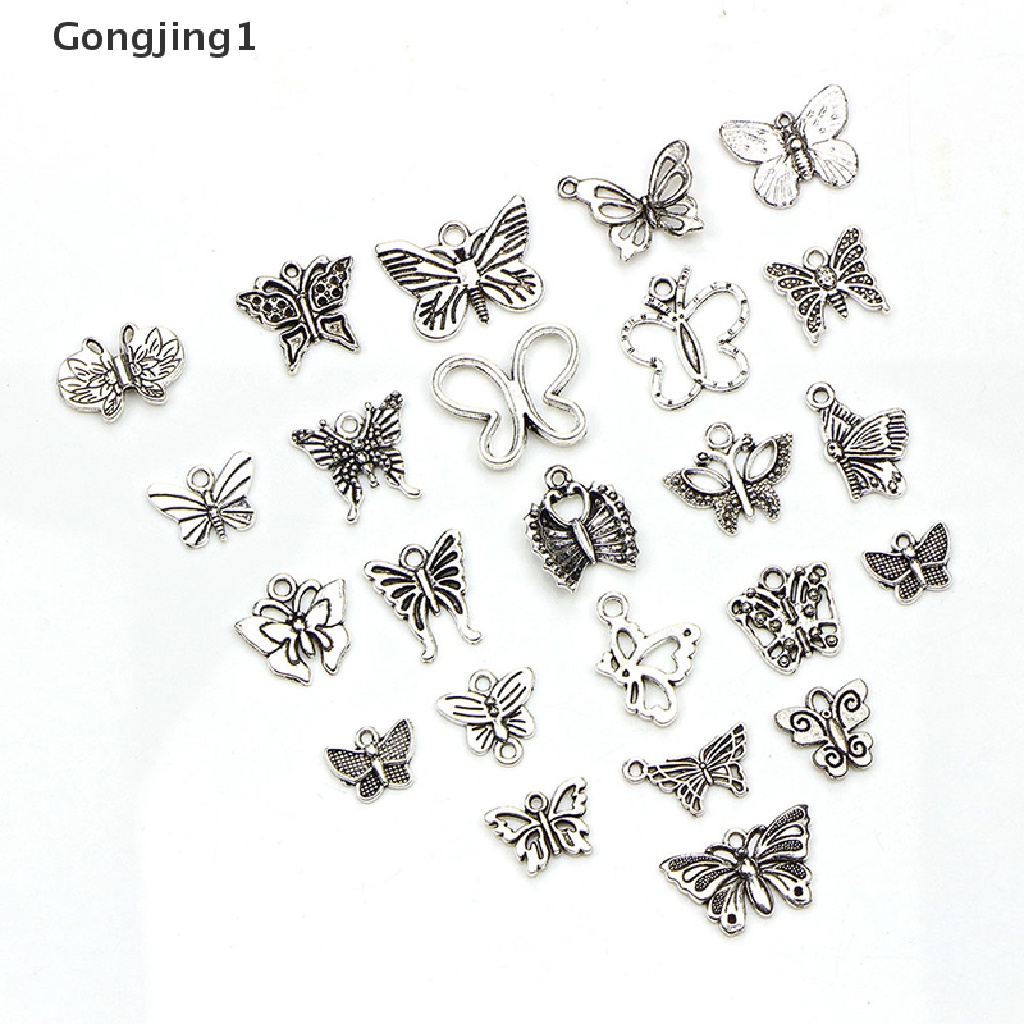 160pcs / set Liontin Bentuk Kupu-Kupu Warna Silver Gaya Vintage Tibet Untuk Kerajinan Perhiasan