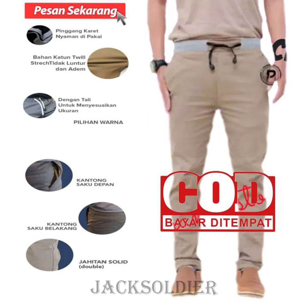 CELANA CHINO DEWASA BAHAN STRET/MELAR CHINO PANJANG PINGGANG KARET BAHAN HALUS NYAMAN DIPAKAI