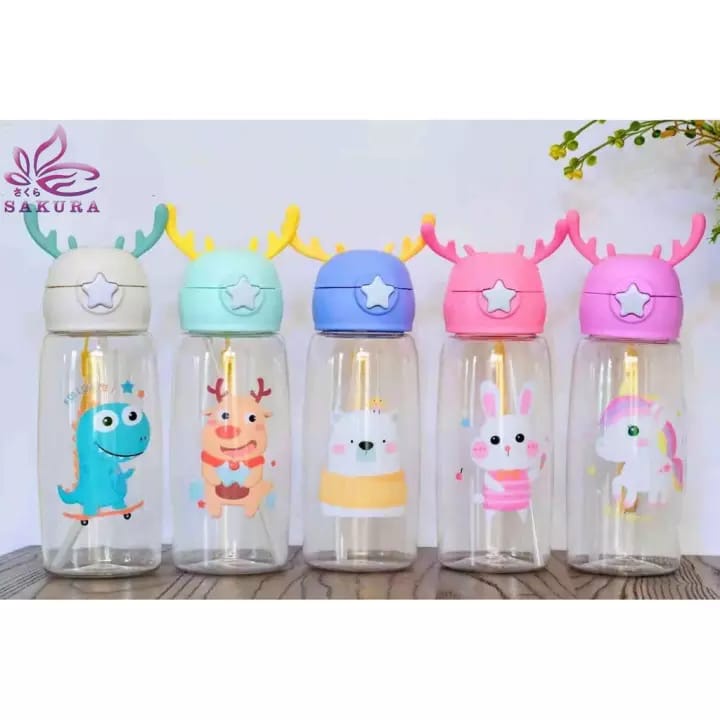 Botol Minum Anak 700ML Motif  Tanduk Rusa/Botol minum karakter/Botol minum anak lucu (BISA COD)