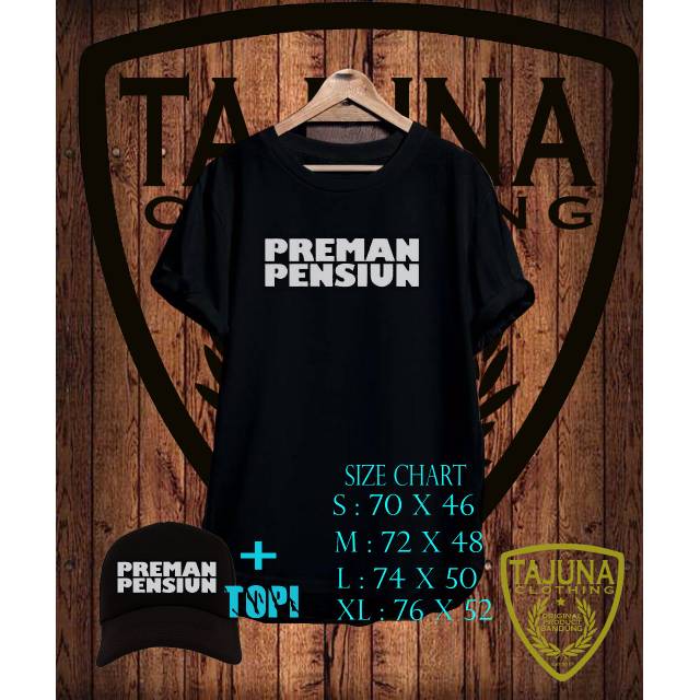 Paket kaos dan topi PREMAN PENSIUN combed 30s
