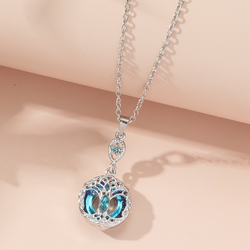 Kalung Sterling Silver 925 Dengan Liontin Kristal Mermaid Warna Biru Untuk Wanita