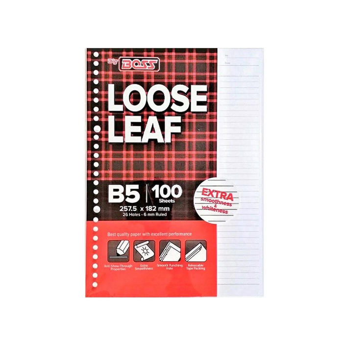 Loose Leaf / Kertas File / Isi Binder Big Boss B5 100 Lembar Bergaris