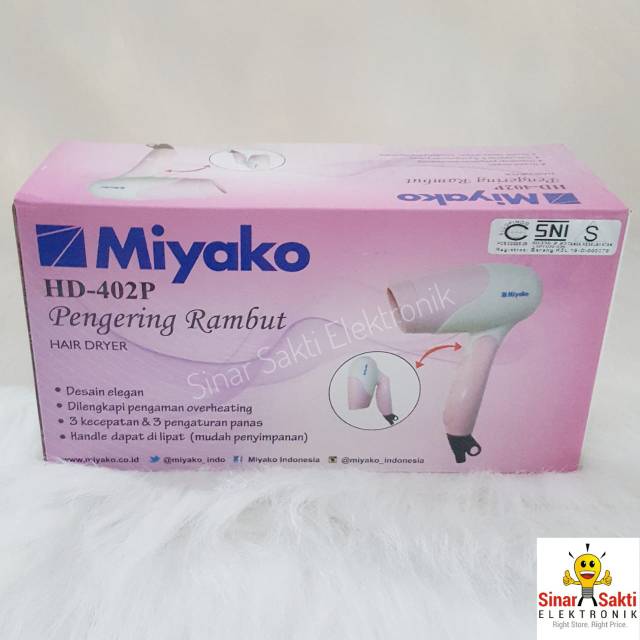 Hair Dryer / Pengering Rambut Travel Miyako HD-402P / Hairdryer Lipat Cantik