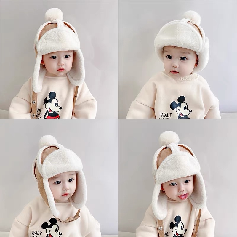 Topi musim dingin anak hangat ushanka kids winter mask detective conan hat import russia earflap