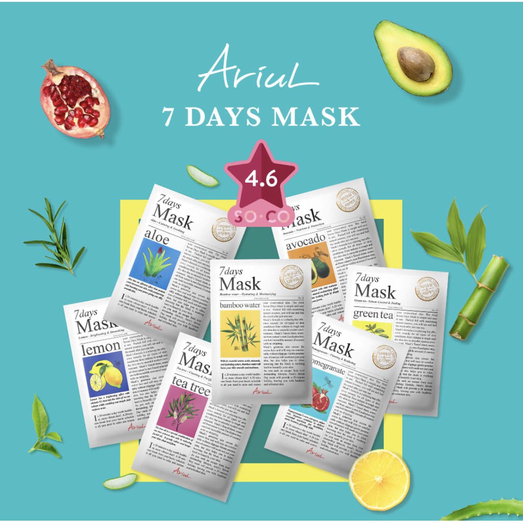 TERLARIS!! Original Masker Mask Ariul 7Days / Perawatan Wajah Sheet Mask 20g Korea