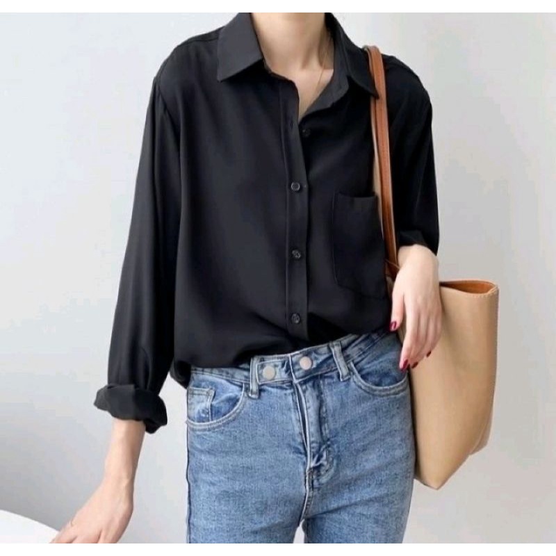 Esmara kemeja button shirt black