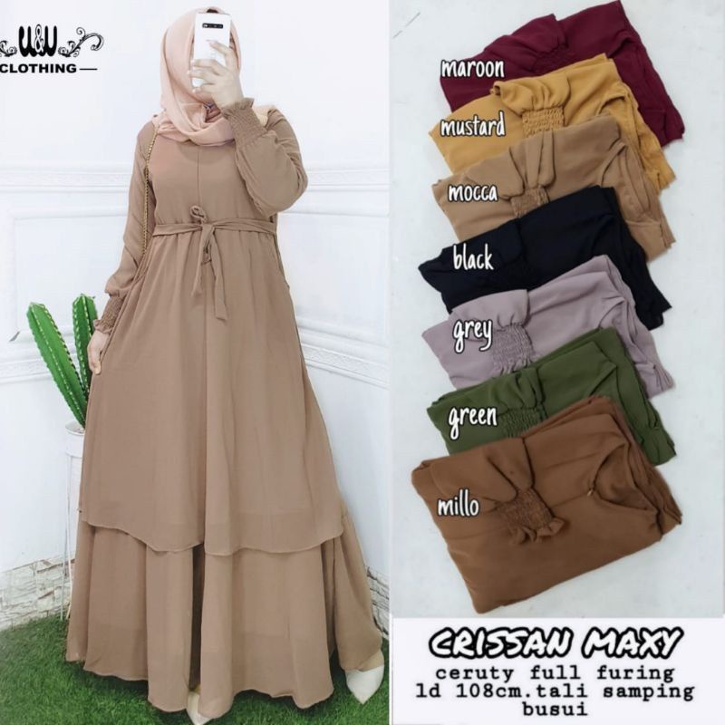 Crissan Maxy Gamis Malaysia Polos Terbaru Gamis Cerutybabydoll Full Puring Gamis Polos Terbaru Gamis
