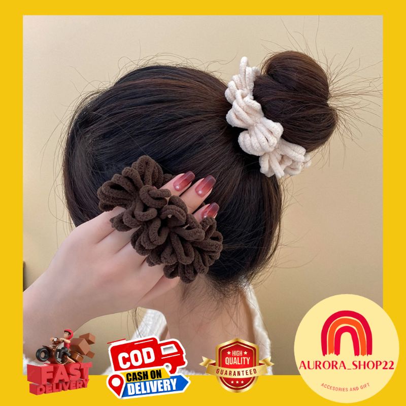 [COD] Ikat Rambut Scrunchie Model Ubur Ubur Lucu Cute Import Ala Korea Ikat Rambut Gelang Warna Eartone Elegan