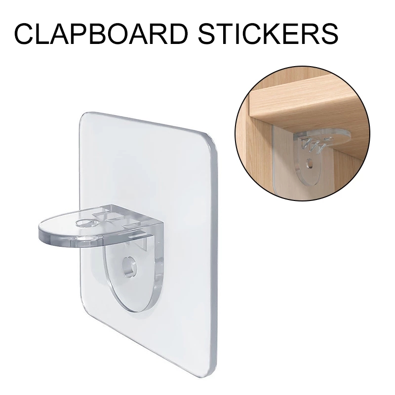 Multi-function Strong Self-adhesive Clapboard Bracket Hook/Transparent Punch-free Layered Partition Wall Mounted Support Stick Hook