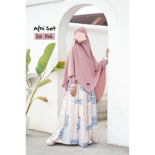 AFNI SET BY MUMTAZ HIJAB (Gamis Set Rayon Kombinasi Rose Twill)