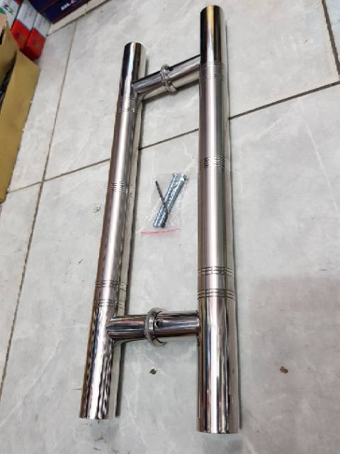 Handle pintu stainless baut tembus 45cm 2set+kunci