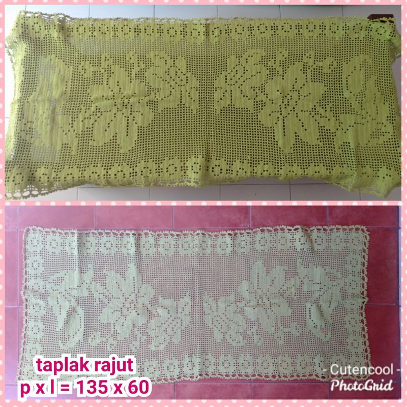 taplak meja rajut hijau panjang