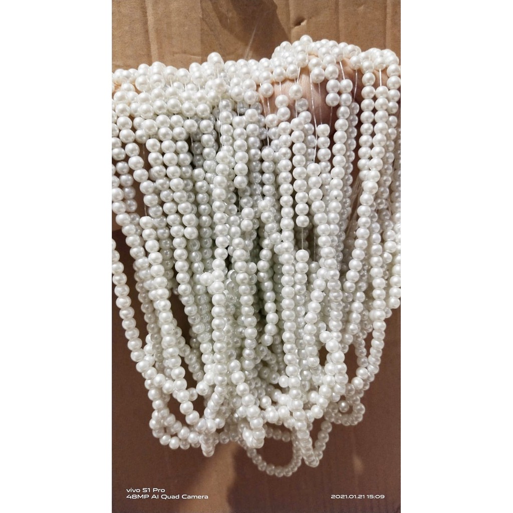 Mutiara Sintetis  berat 4mm - Mutiara isi -+200 per string - Mutiara Mote4MM-6mm-8MM-12MM - Mote - Payet