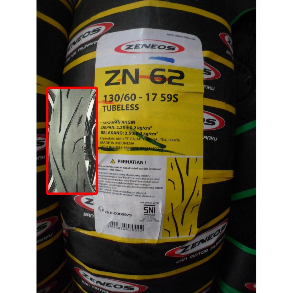 Ban Motor Tubeless ZENEOS ukuran 130/60-17 ZN 62