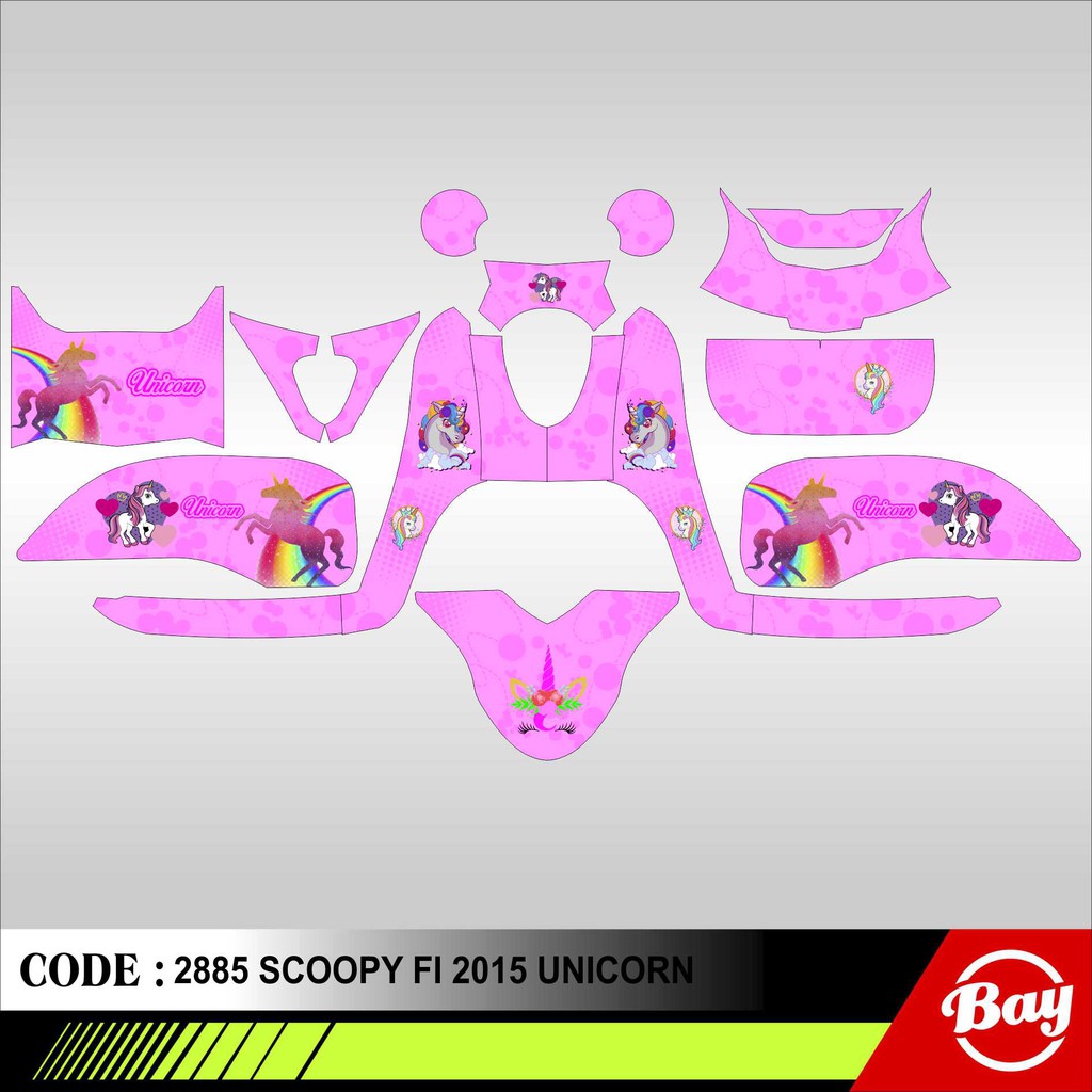 Decal Stiker Motor SCOOPY FI 2013 - 2015 UNICORN Full Body Sticker Custom Variasi