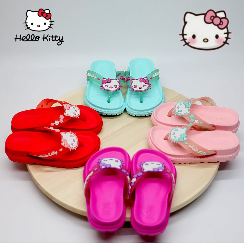 Sandal Jepit Anak Perempuan Motif Hello kitty Bahan Karet Terbaru Kekinian Size 24-35