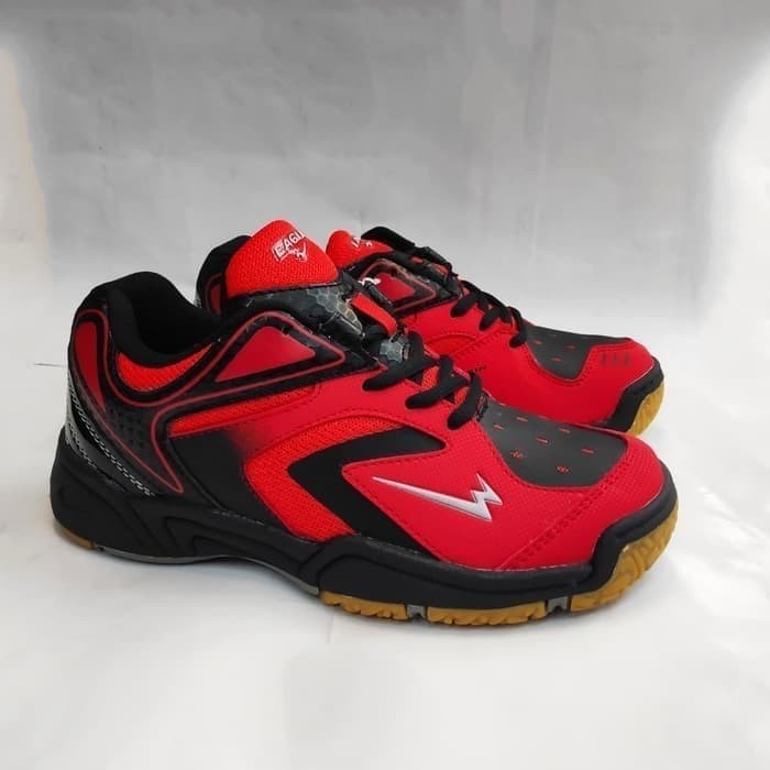 Sepatu Badminton Anak Eagle Artex Red Black.New Arrival Original