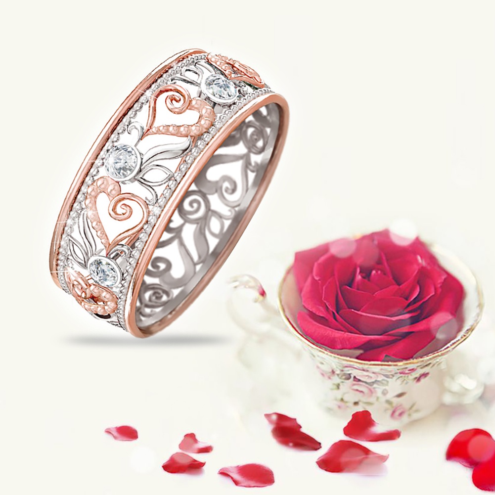 Hu Hu Hu Hu Hu Alat Bantu Pasang Kacamata♡ Cincin Wanita Desain Bunga Hollow Hias Berlian Imitasi Untuk Pernikahanpertunanganhadiah