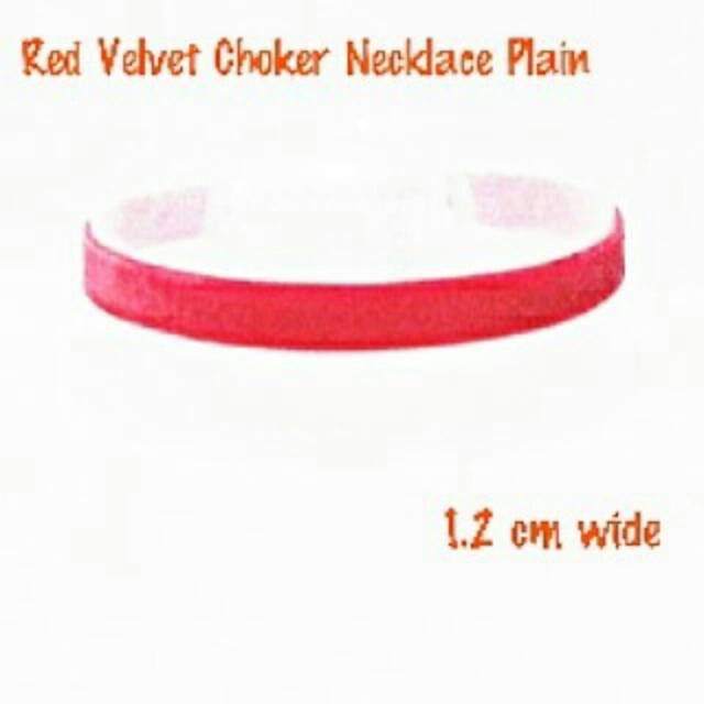 Red Velvet Choker Plain Necklace | Kalung Handmade