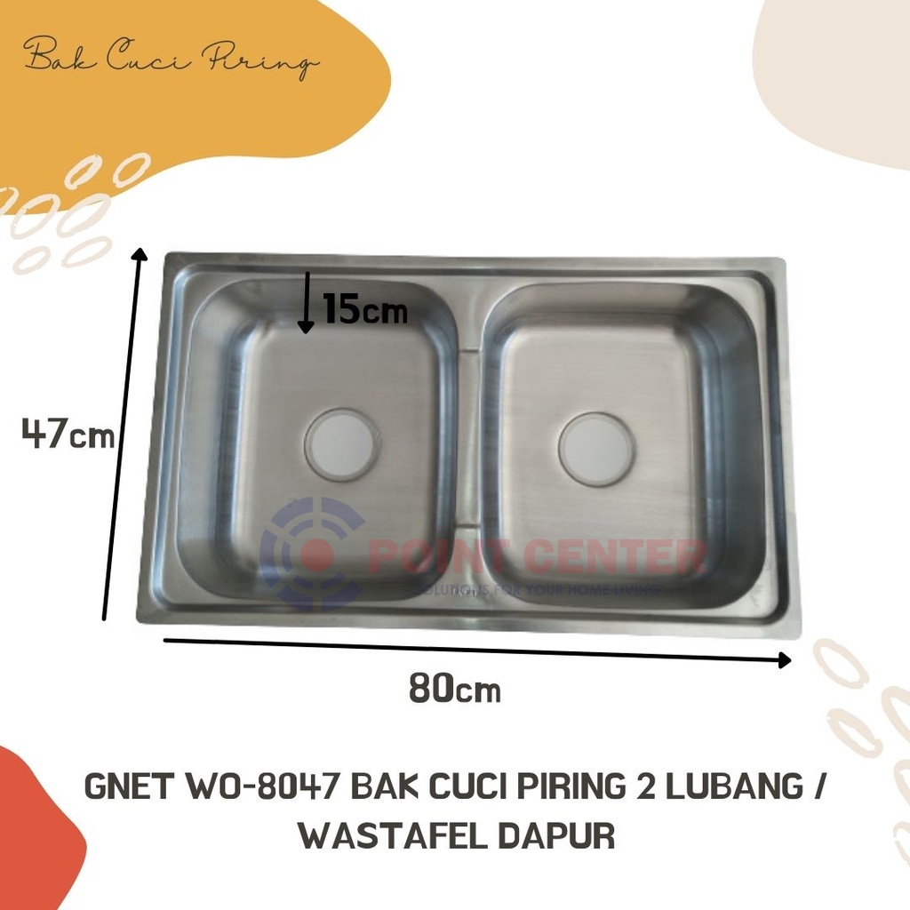 TERMURAH GNET WO-8047 BAK CUCI PIRING 2 LUBANG / WASTAFEL DAPUR