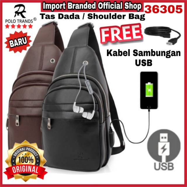 POLO TRANDS 36305/Original/Import/Branded/Shoulder Bag/Bahu/Tas Selempang/Pria/Dada/Slempang/Murah