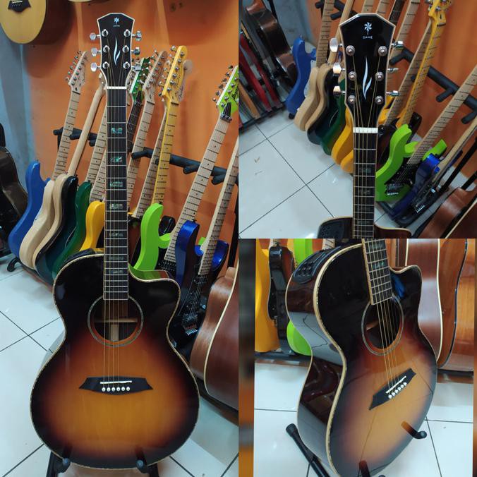 Full Solid Gitar Akustik Elektrik Dame Lilies 520E Gl Vs