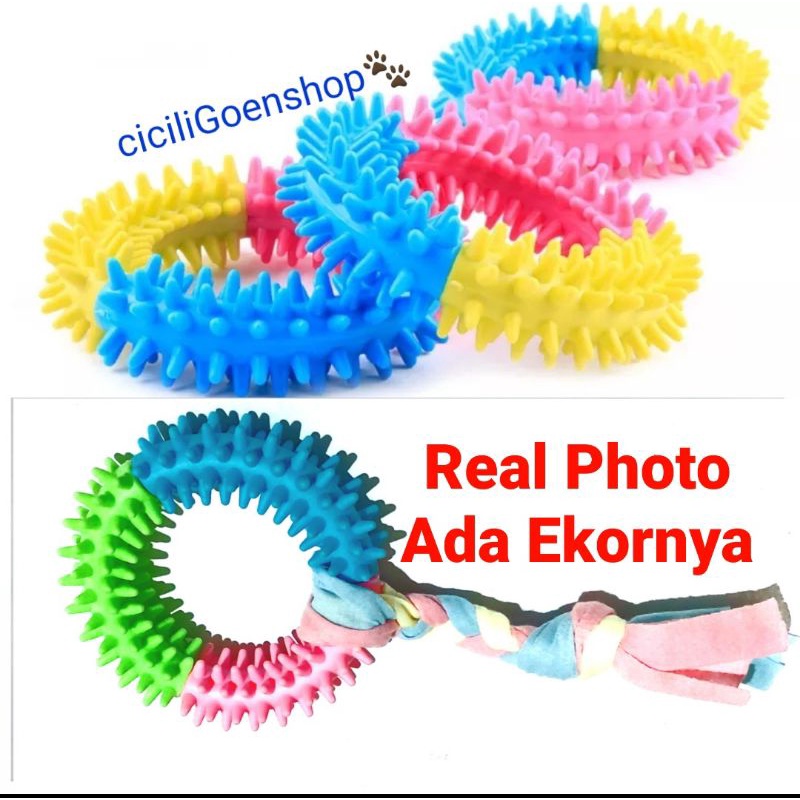 Gigitan bentuk Donat rubber solid mainan gigit anjing tulang karet dog toys chewing puppies chew