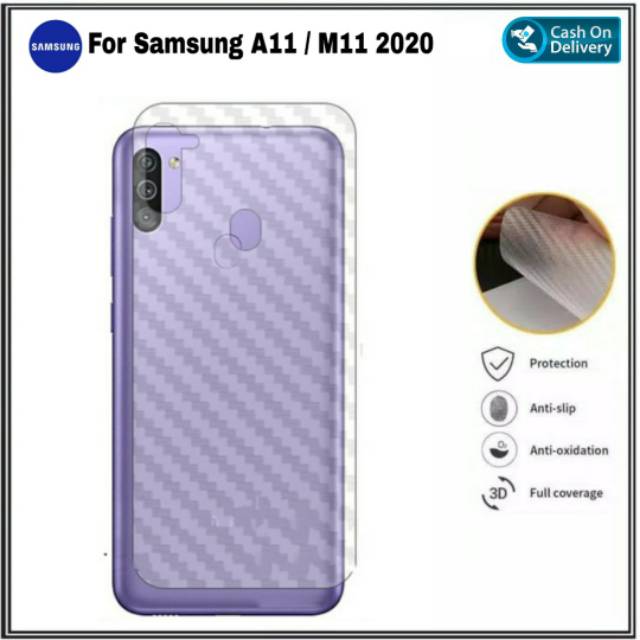 Garskin Carbon Samsung A11 M11 2020 Skin Anti Gores Belakang Hp DI ROMAN ACC