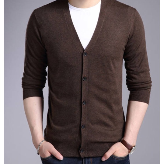 sweater v neck cartigan-coffe#rajutpria#rajutpria&amp;wanita#rajutcartiganpria#wanita#sweterpria#