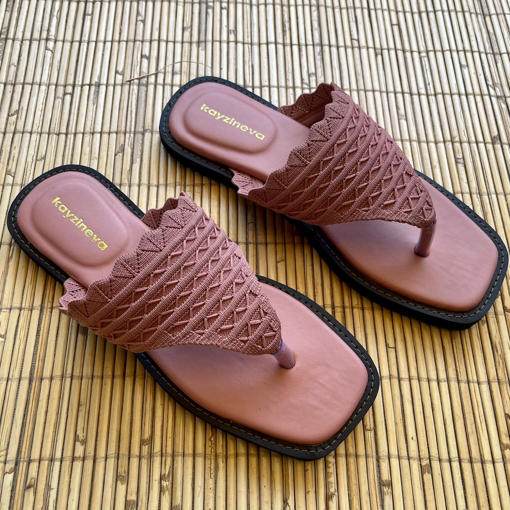 KAYZINEVA | SP03 Sandal Jepit Wanita Rajut Premium Ujung Kotak