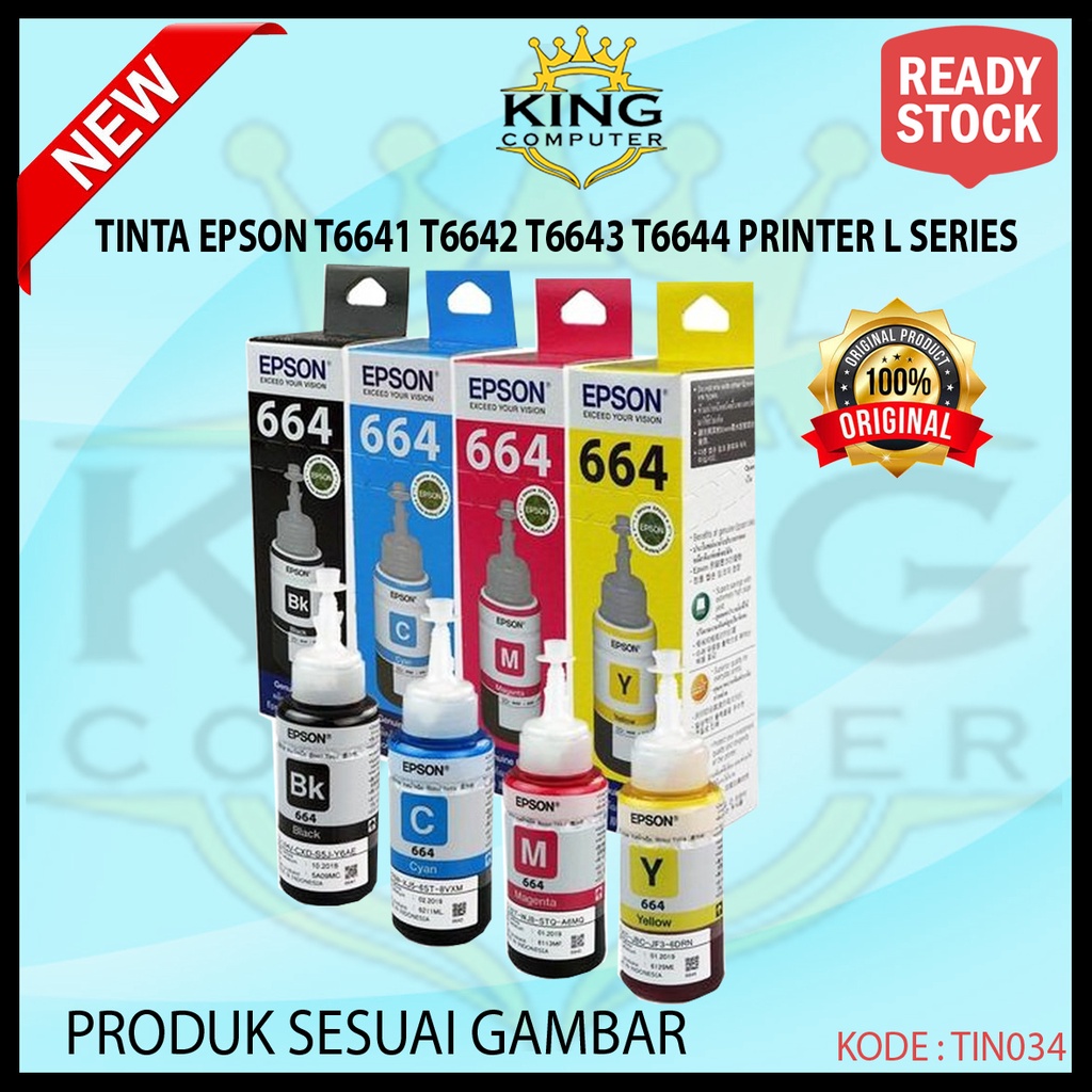 Tinta Printer Epson Original 664 L100 L120 L200 L220 L360 L405 L1300