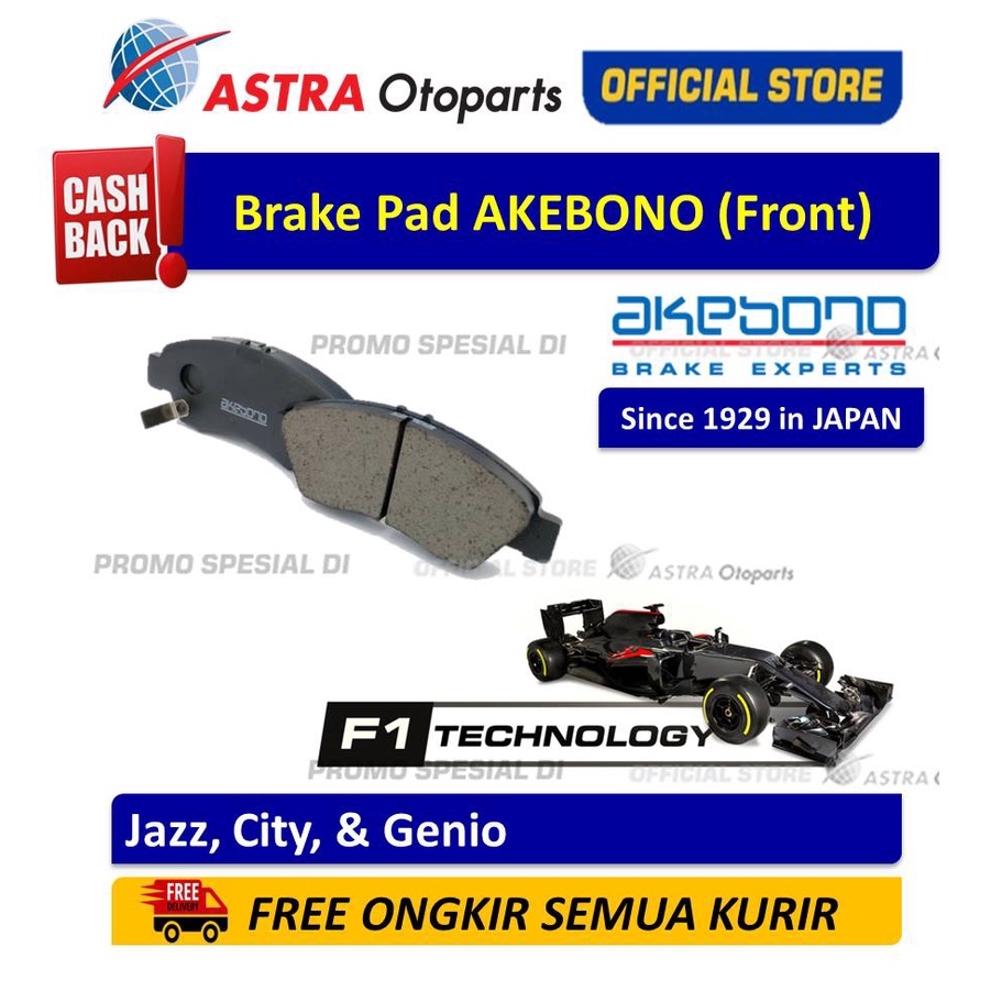 Kampas Rem Depan Akebono untuk Honda Jazz, City (2004 - 2007), & Genio