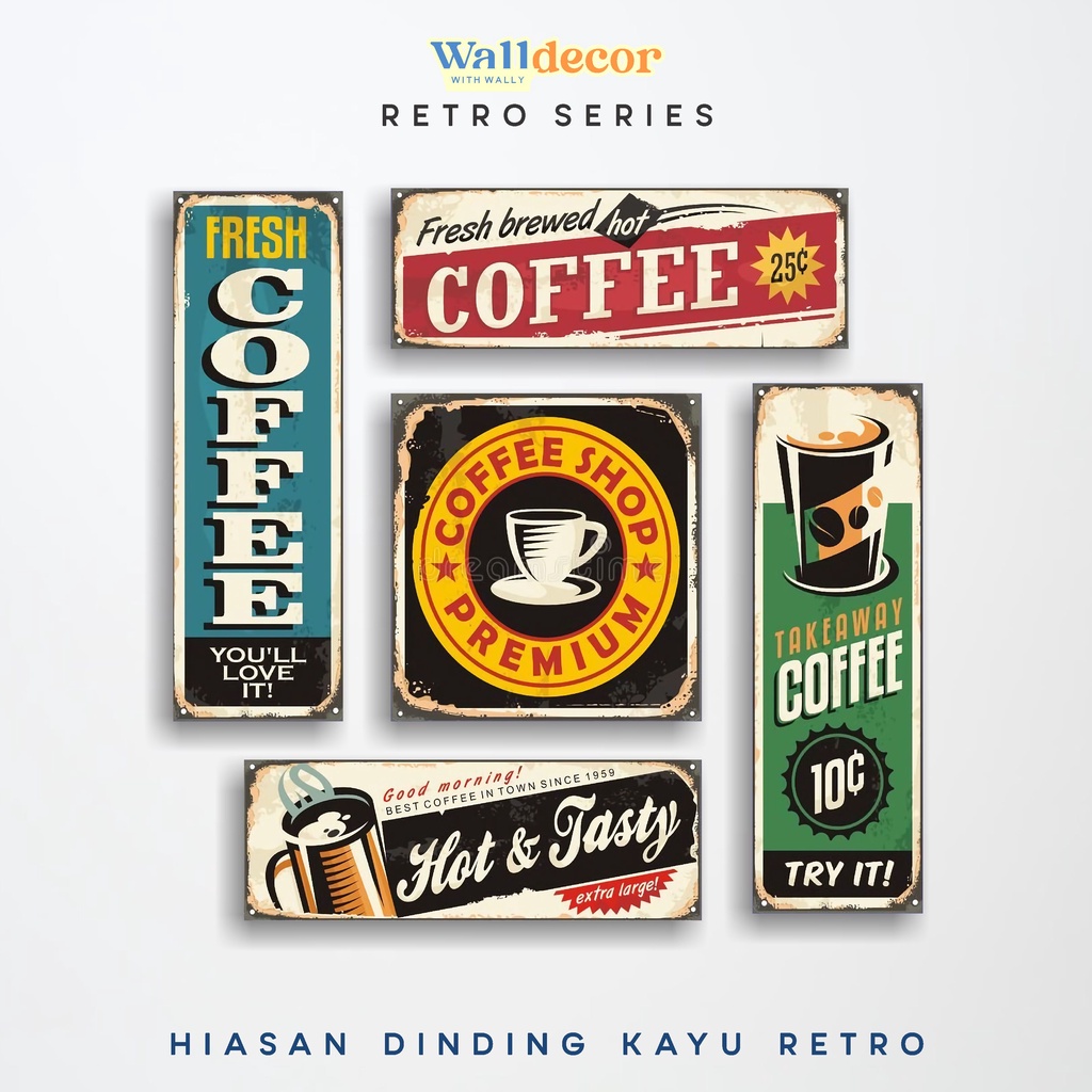 Wall Decor Poster Hiasan Dinding Cafe Coffe Kopi Retro Vintage Klasik Dekorasi Pajangan Aesthetic Es