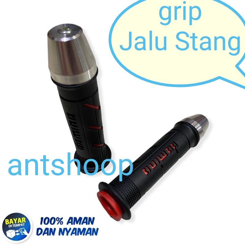 Handgrip domino garis + jalu stang chrome universal semua motor Nmax PCX Mio Vario New RX KING Tiger Revo CBR 250R Ninja HANDGRIP PLUS BANDUL JALU STANG